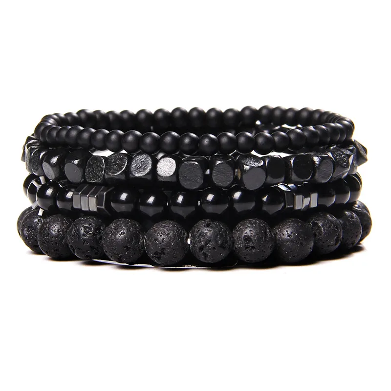 Elegant unisex black lava onyx bead bracelets for stylish accessories.