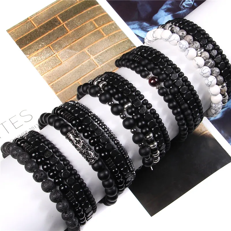 Unisex black lava onyx bead bracelets for stylish jewelry accessories. Perfect for men and women, ve.