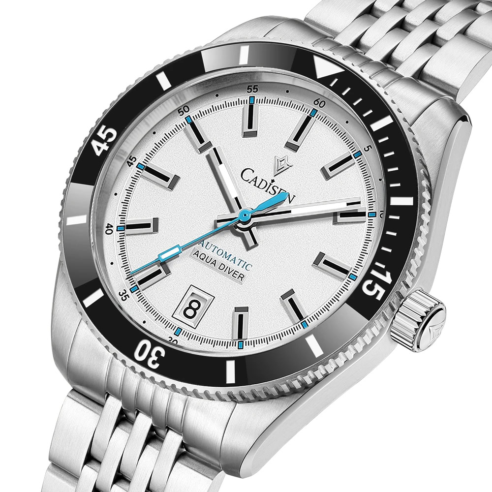 High-quality stainless steel dive watch with automatic movement and water resistance.