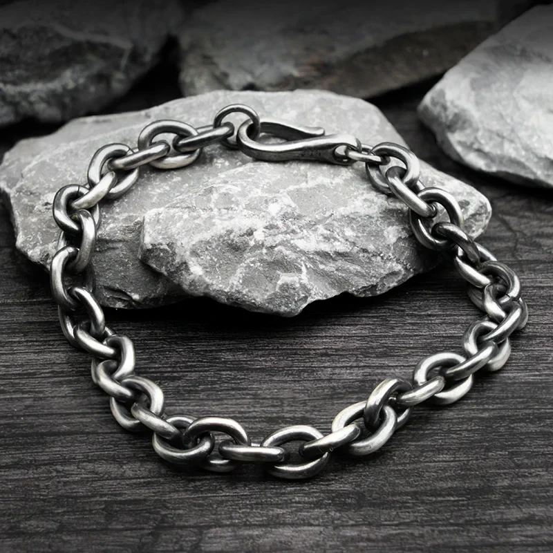 Sterling Silver Chain Link Bracelet for Unisex Style.
