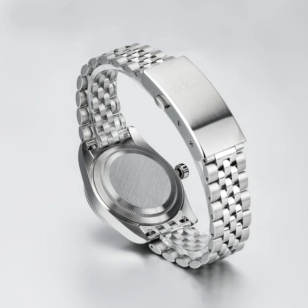 Silver octopus-themed mechanical dive watch with stainless steel bracelet.