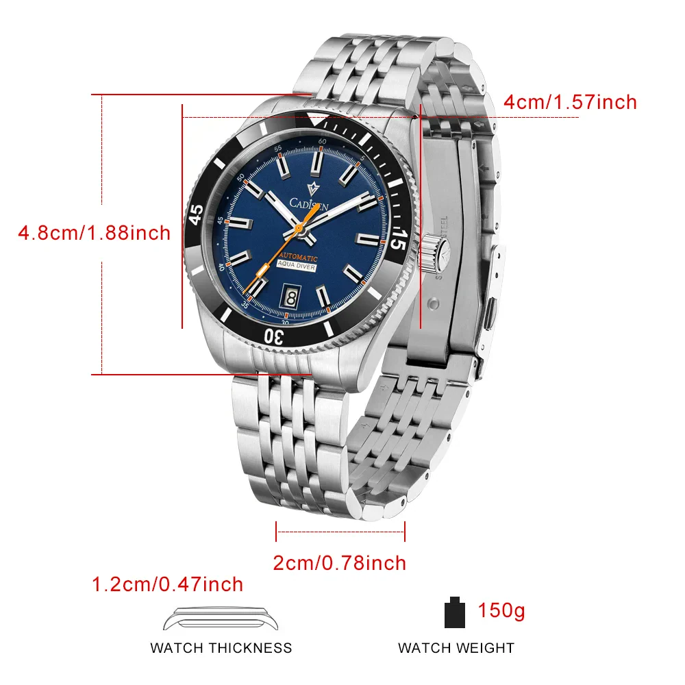 Elegant men's wristwatch with ceramic bezel and Japan NH35A movement. Water-resistant up to 10Bar, s.