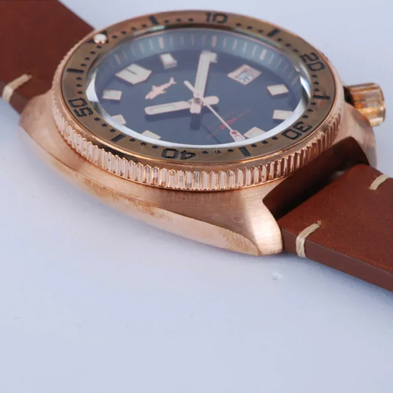 Bronze 45mm automatic watch with sapphire crystal.