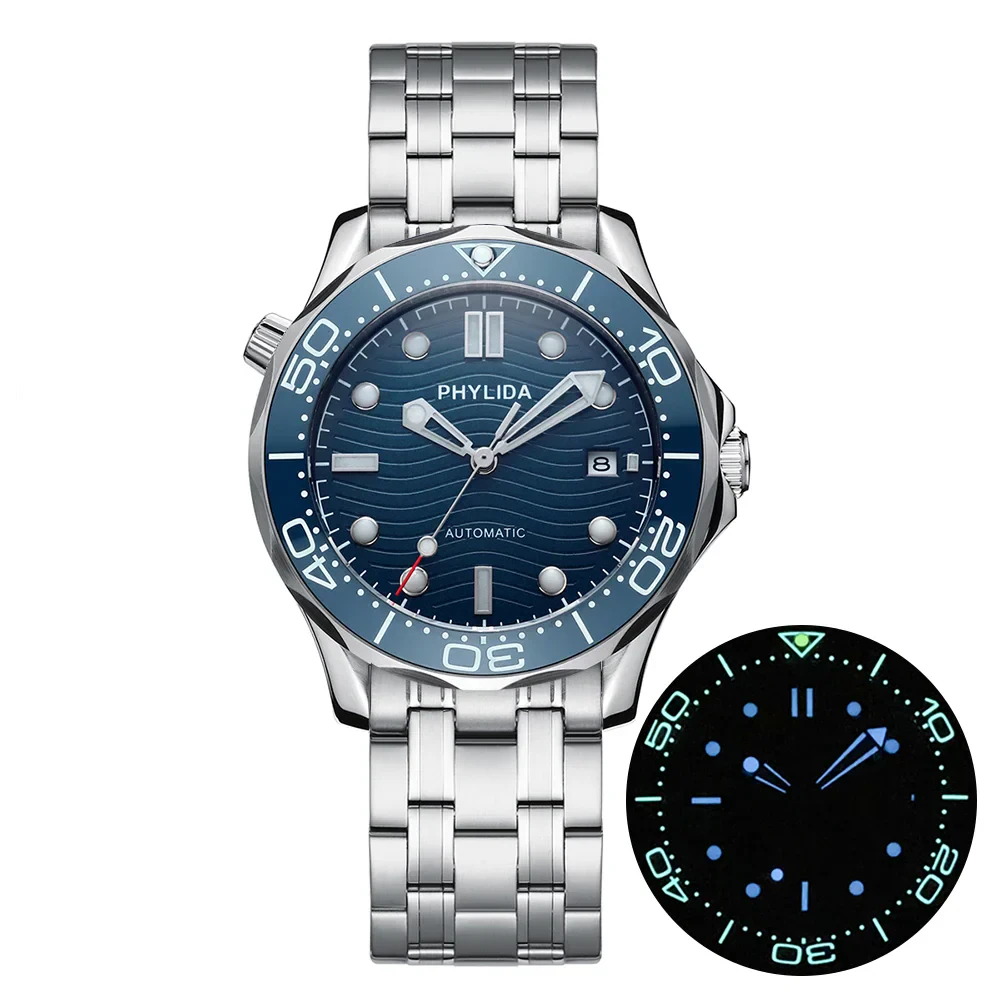 High-Quality Blue Dive Watch with Sapphire Crystal and 200M Water Resistance.