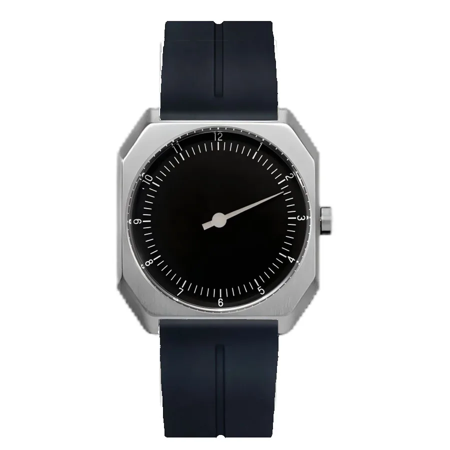 Elegant men's watch with unique retro design and minimalist dial.