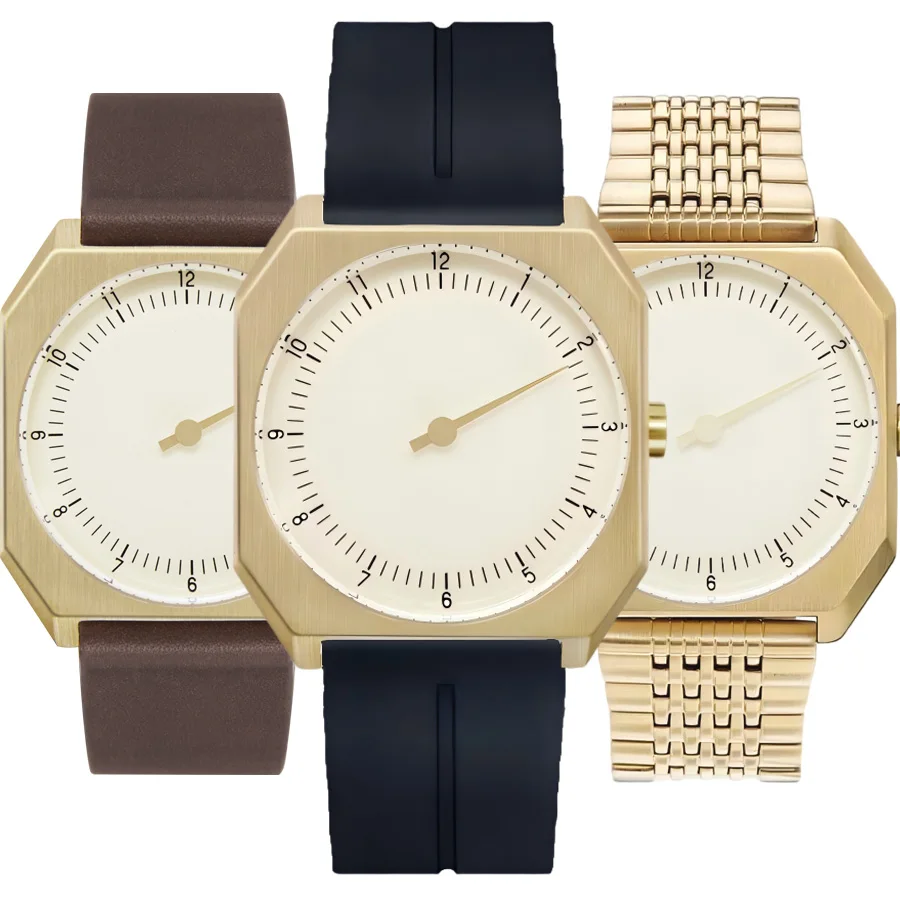 Elegant retro men's watch with simple dial, available with leather and metal straps for a stylish lo.
