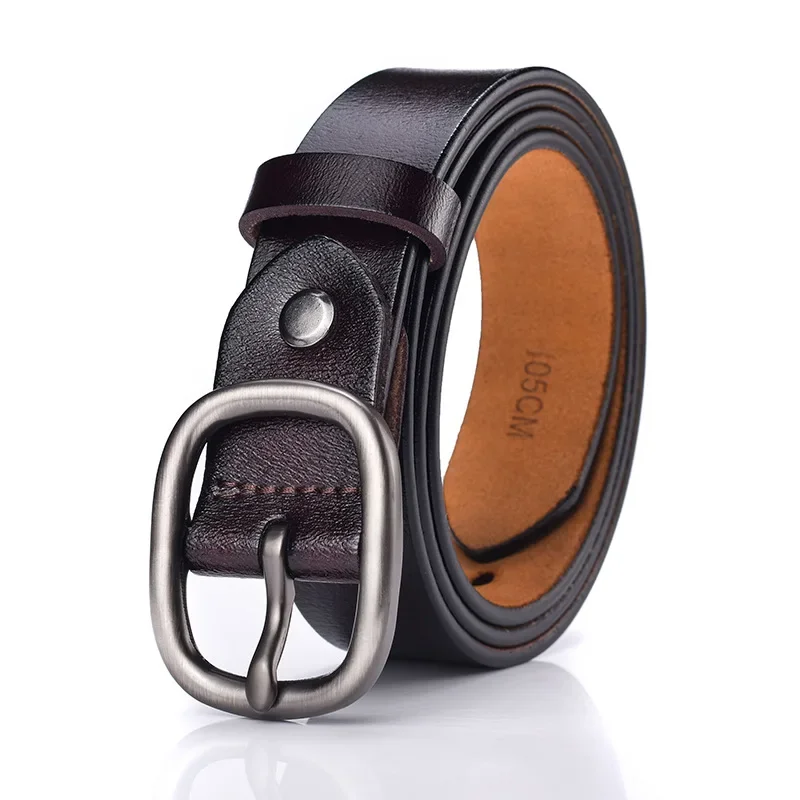 Leather women's belt with classic buckle for jeans and casual wear. Durable, stylish, perfect for ev.