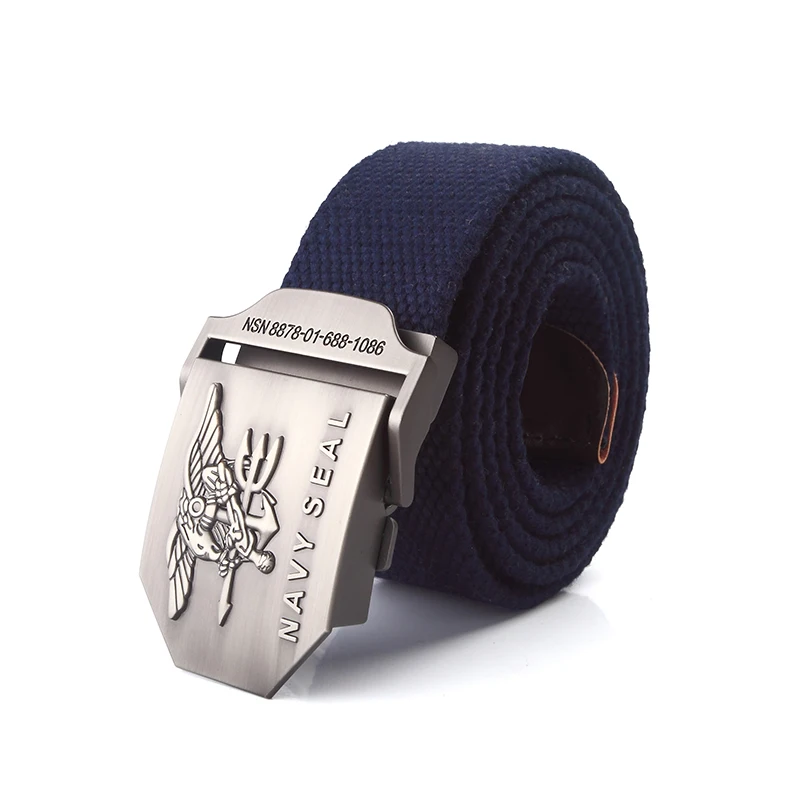 Men's Canvas Belt with US Marines Emblem Buckle.