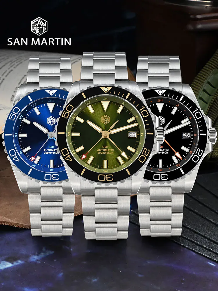 High-quality San Martin dive watches featuring stainless steel bands and colorful dials for style an.