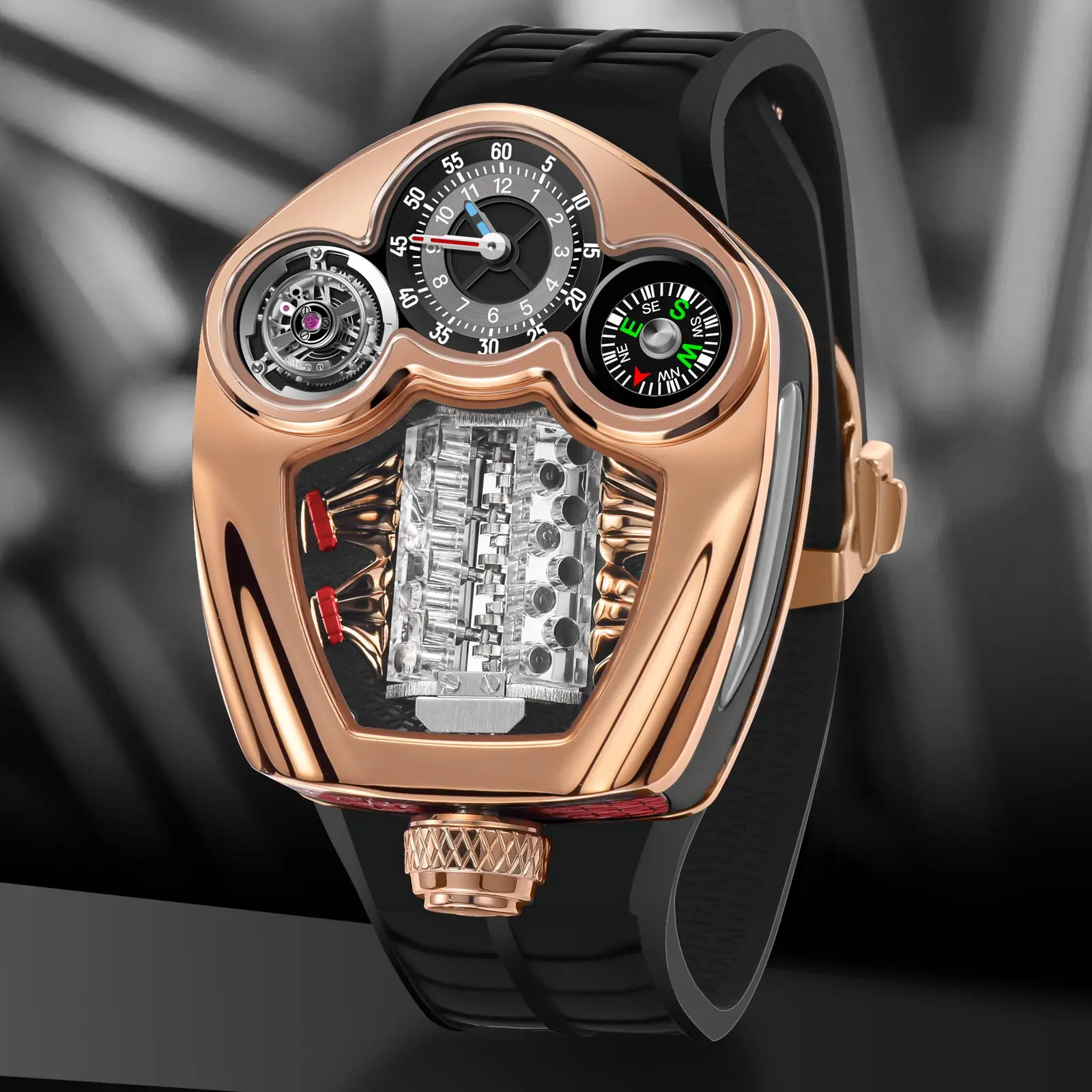 Luxury Quartz Watch with Compass and Water Resistance.