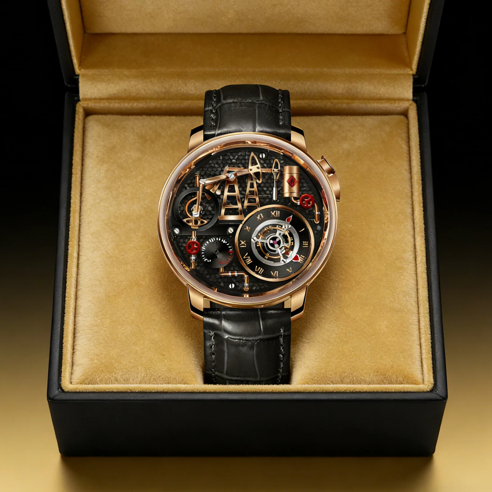 PINDU men's luxury mechanical watch with sapphire crystal and stainless steel case.