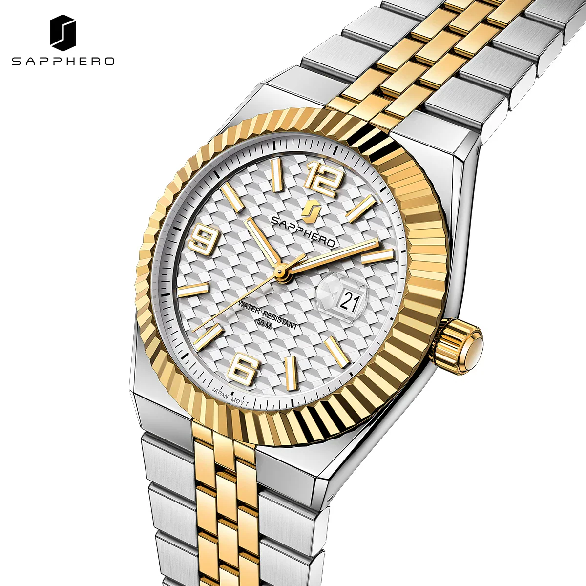 Elegant men's stainless steel automatic wristwatch with date.