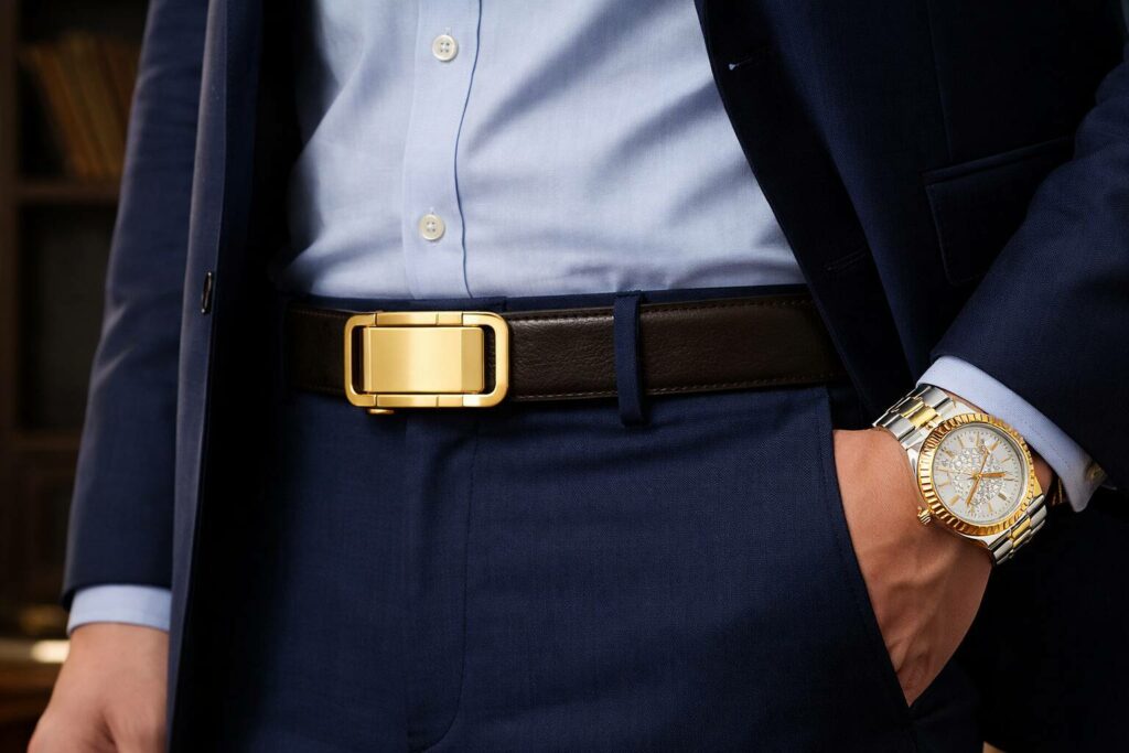 Elegant SAPPHERO watch featuring a gold bezel and strap detail.