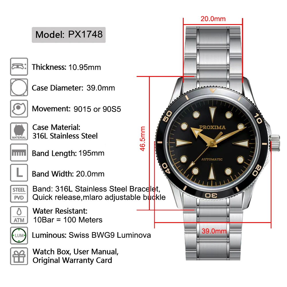 Luxury men's watch with ceramic bezel and luminous dial.