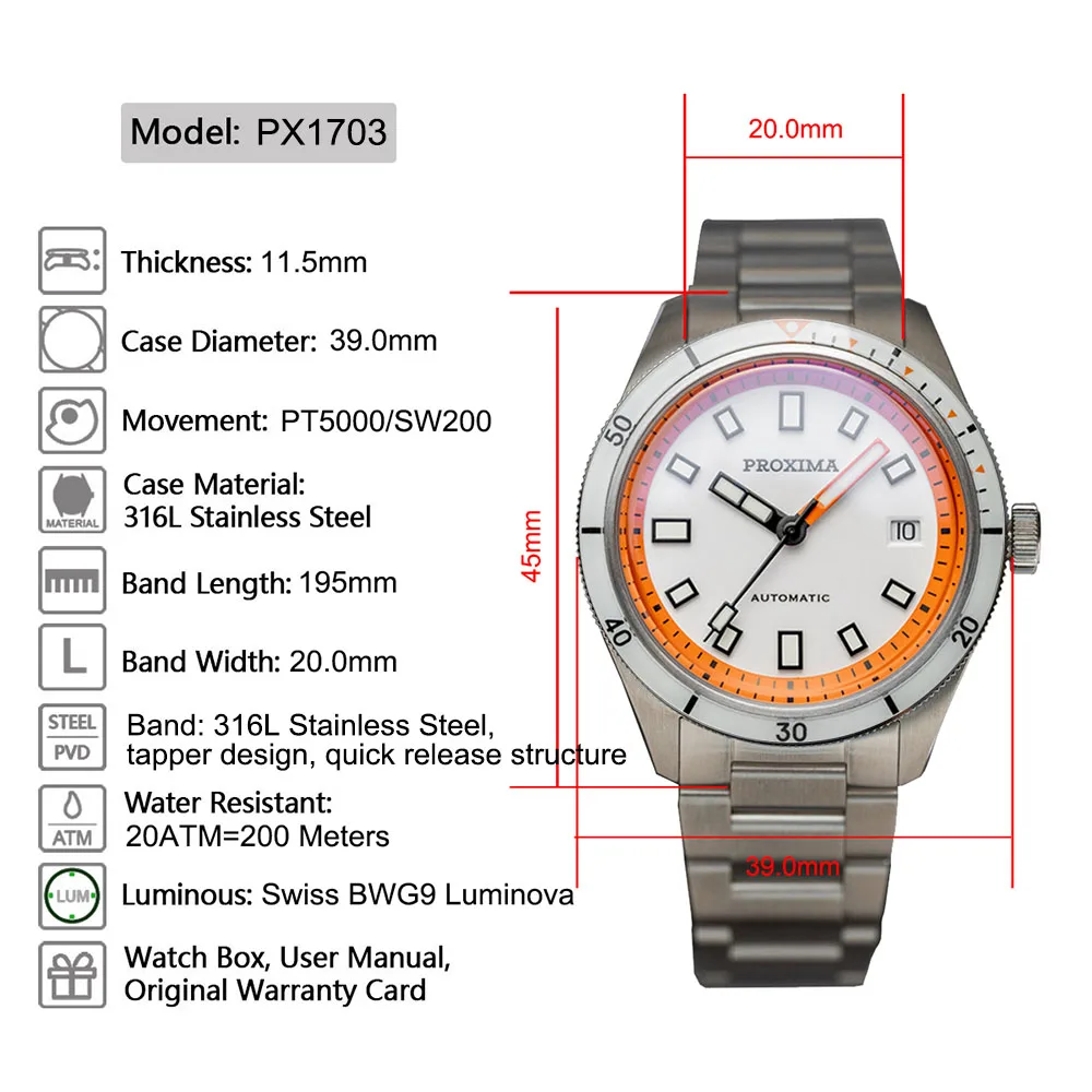 Luxury Diver Watch with Stainless Steel Case and Sapphire Bezel.