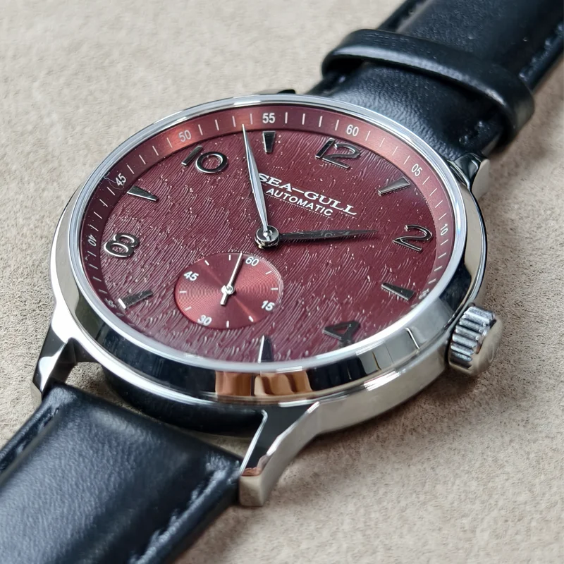 Seagull 6184 men's automatic watch with blue dial, sapphire glass, 5ATM waterproof, ultra-thin leath.