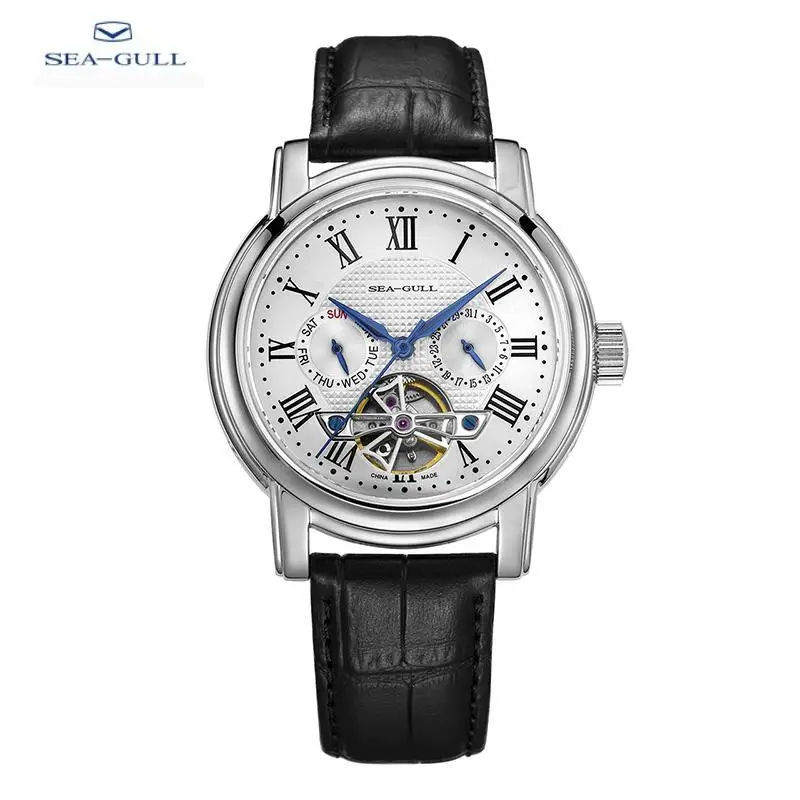 Elegant men's waterproof stainless steel watch with date and open-heart design.