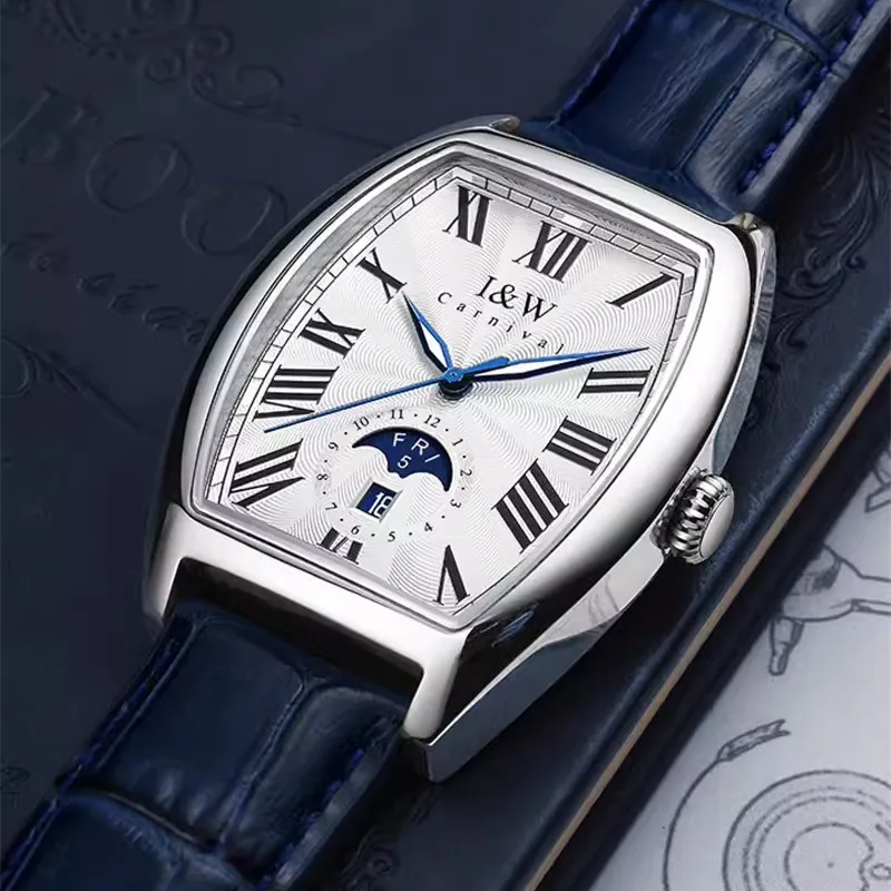 Luxury men's automatic wristwatch with MIYOTA movement, waterproof, elegant design.