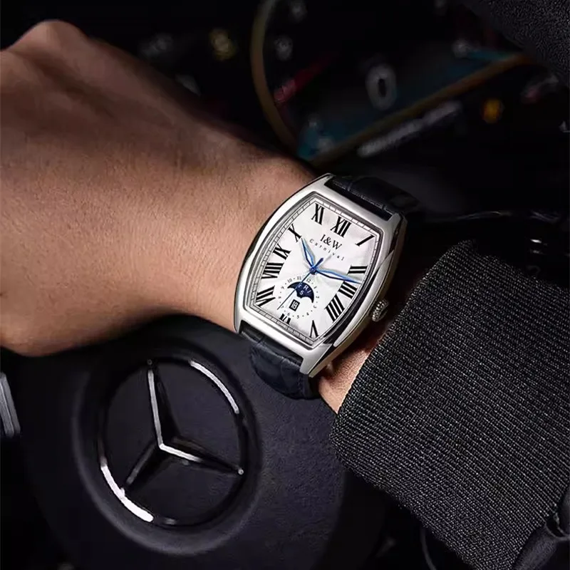 Men's luxury automatic wristwatch with MIYOTA movement, waterproof, stylish design.