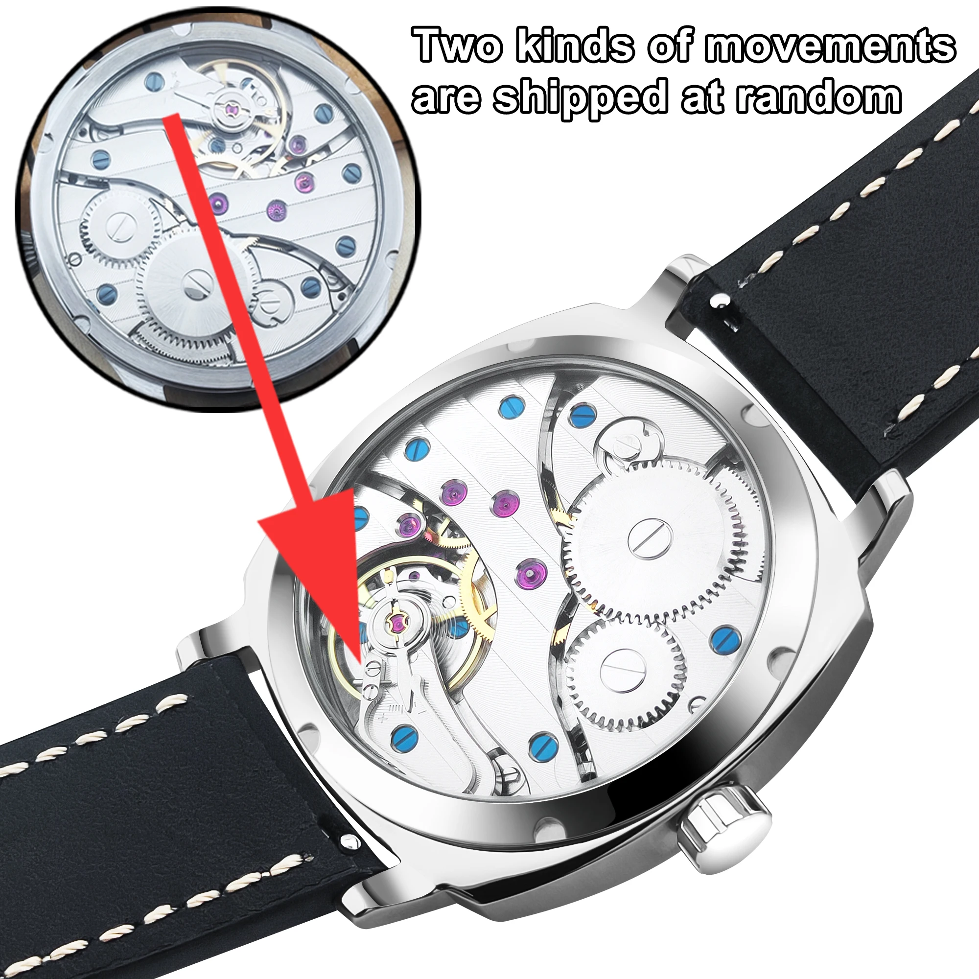 High-quality watch movement showcasing two types of movements shipped at random.