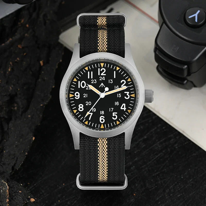 Militado ML05 Vintage Watch VH31 Sweep Second Movement Domed Sapphire Crystal With High Clear AR Coating Luminous 38mm Watches