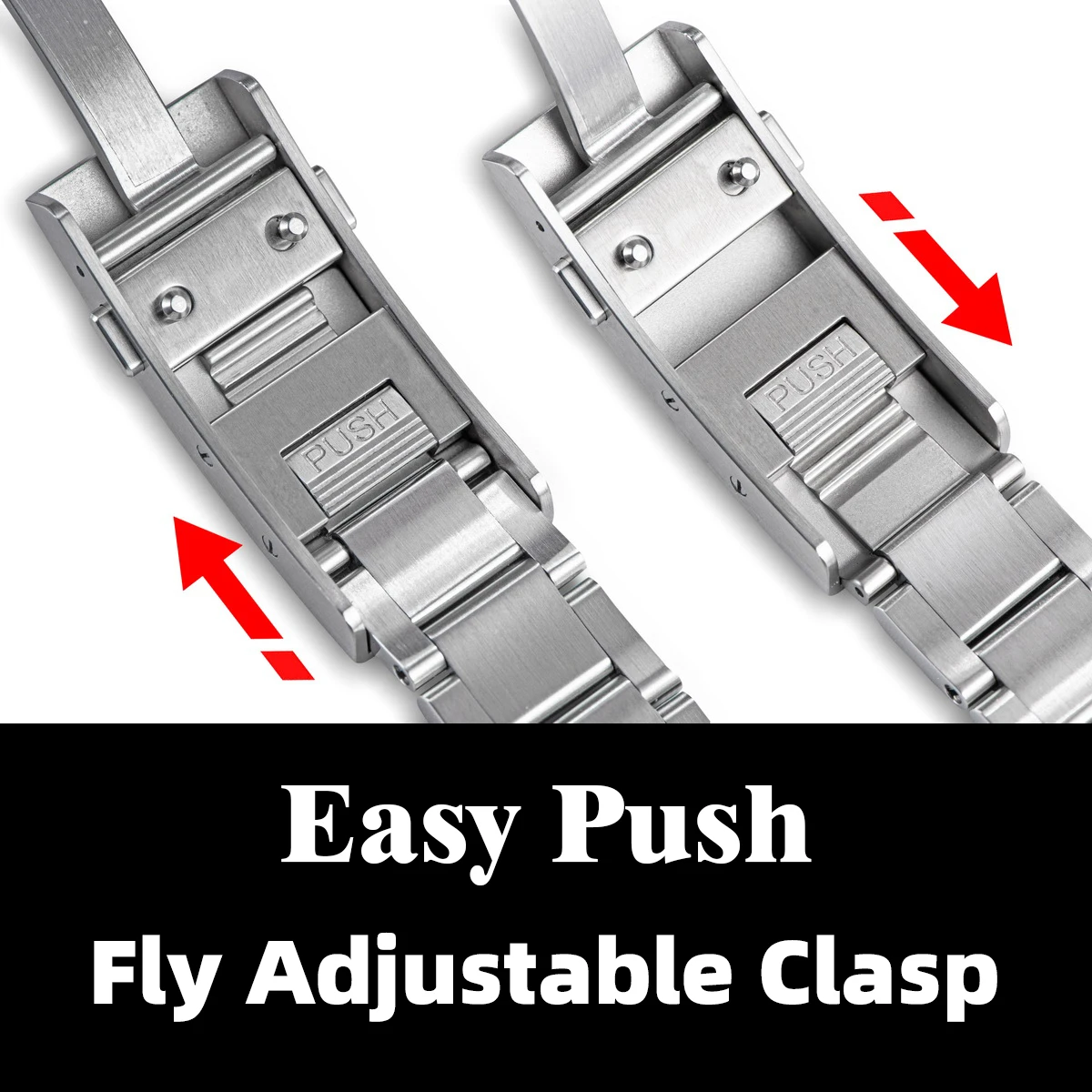 Easy Push Fly Adjustable Clasp for jewelry, stainless steel, secure and easy to use.
