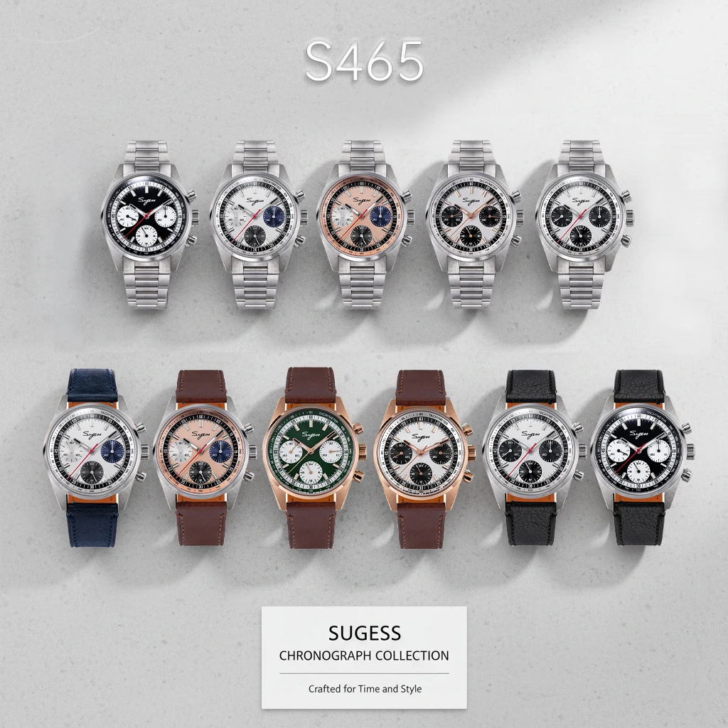 High-quality luxury chronograph watches with stainless steel and leather straps, perfect for stylish.