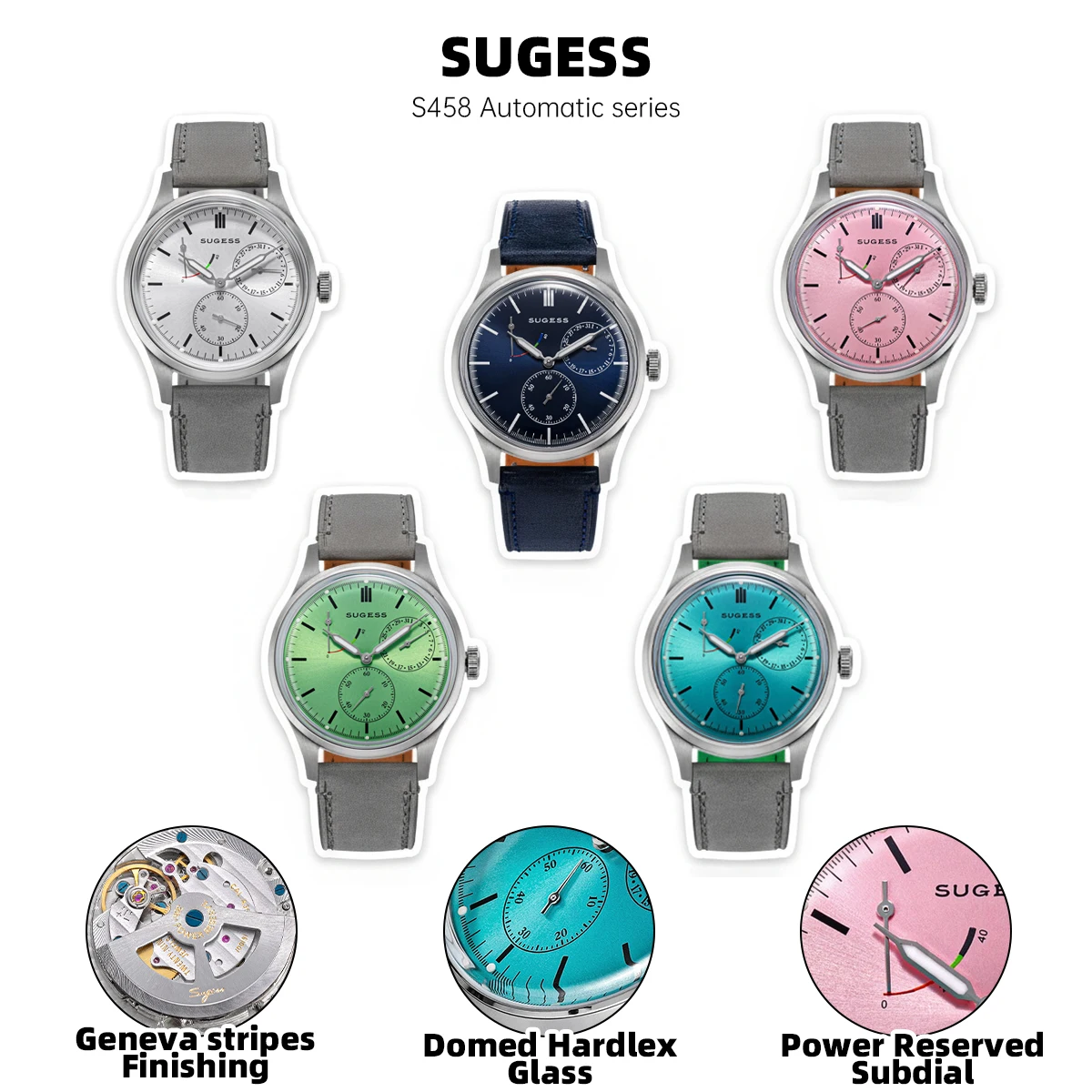 Sugess Men Watch Automatic Business Wristwatches ST1787 Geneva Stripes Movement Ultra Thin Clock Top Brand Fashion Casual S458