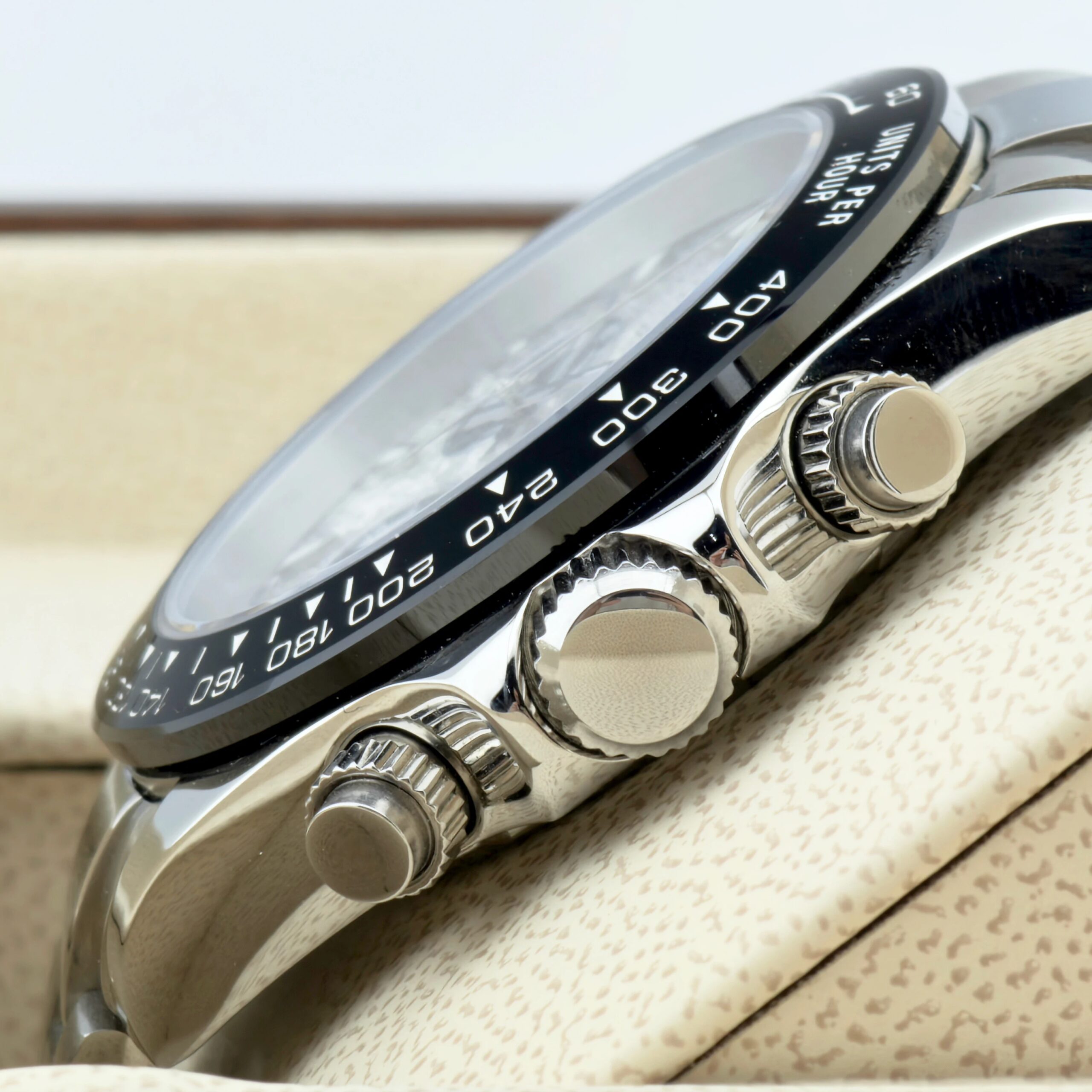 Omega Seamaster Professional Chronograph men's luxury watch with stainless steel band and black beze.