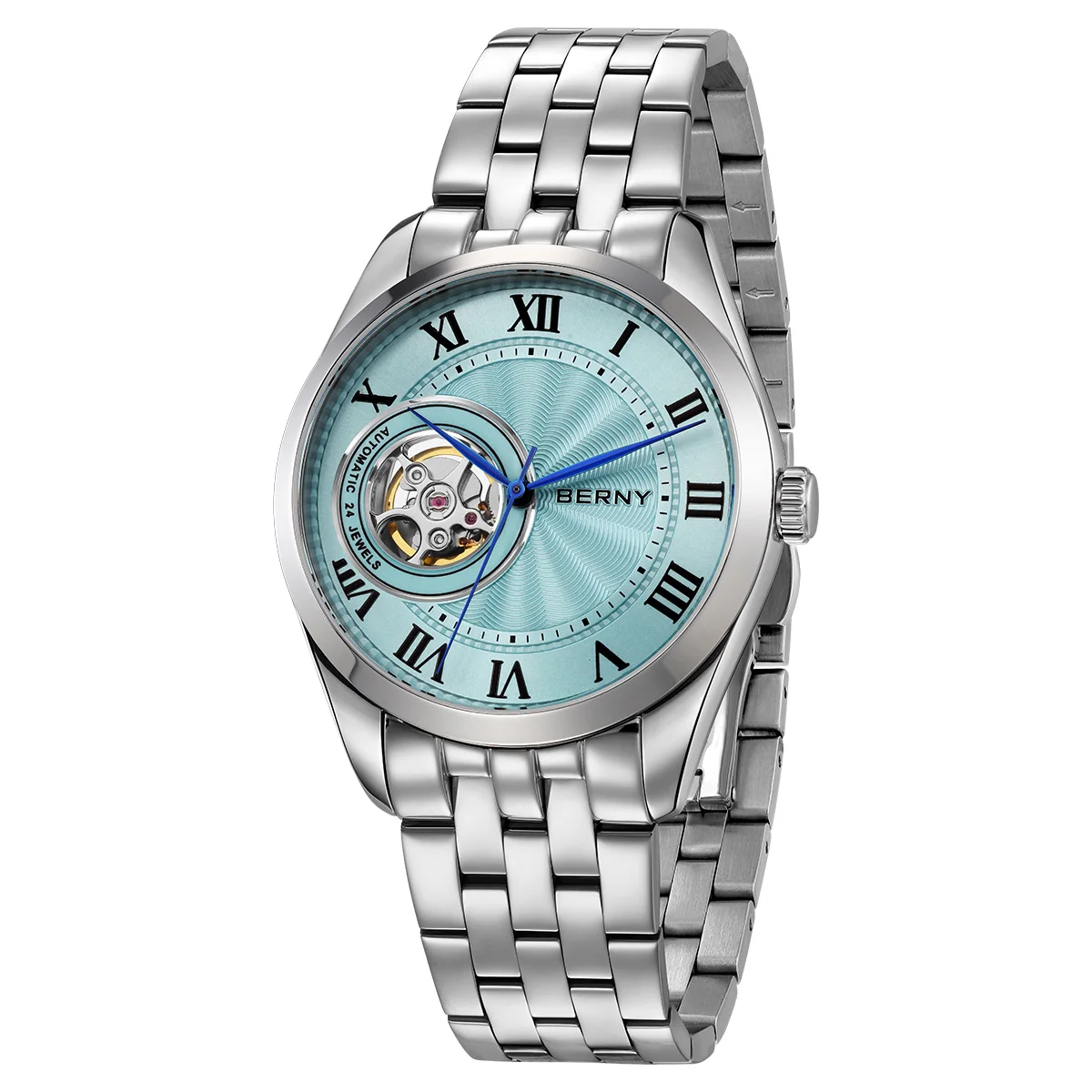 BERNY Automatic Watch for Men Luxury Skeleton 100% Original NH38 Business Casual 316L Steel Sapphire Lens Top Quality Men Watch