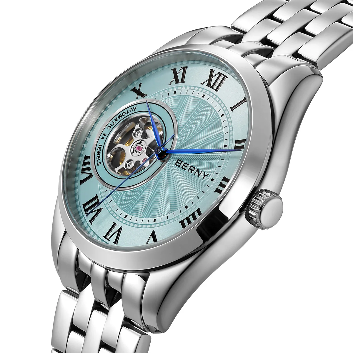 BERNY Automatic Watch for Men Luxury Skeleton 100% Original NH38 Business Casual 316L Steel Sapphire Lens Top Quality Men Watch