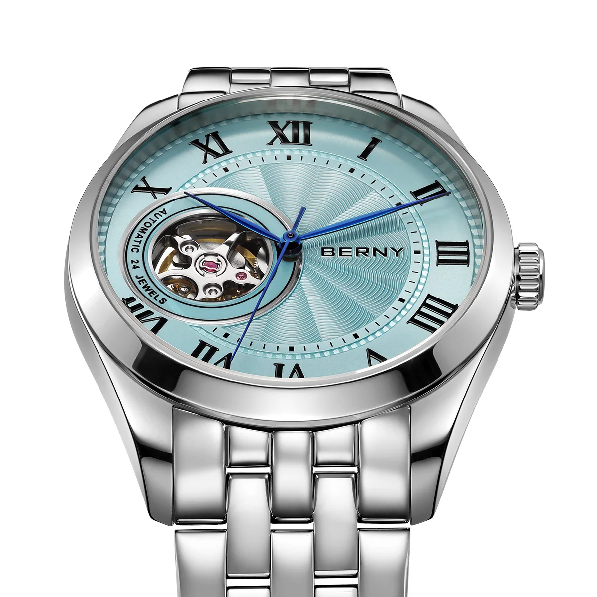 BERNY Automatic Watch for Men Luxury Skeleton 100% Original NH38 Business Casual 316L Steel Sapphire Lens Top Quality Men Watch