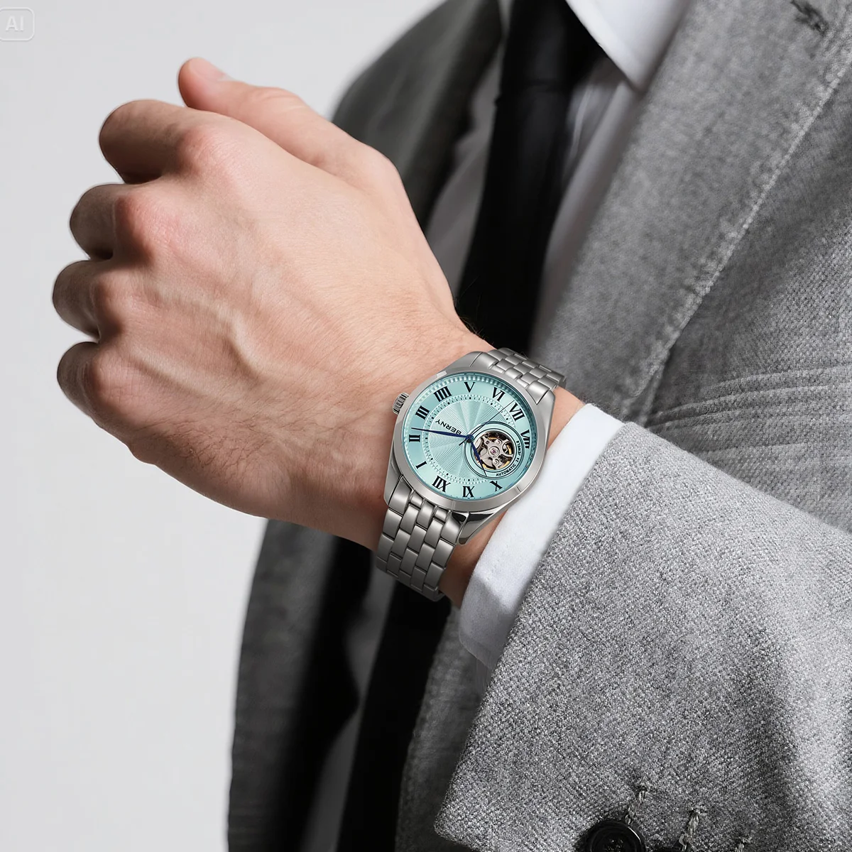BERNY Automatic Watch for Men Luxury Skeleton 100% Original NH38 Business Casual 316L Steel Sapphire Lens Top Quality Men Watch