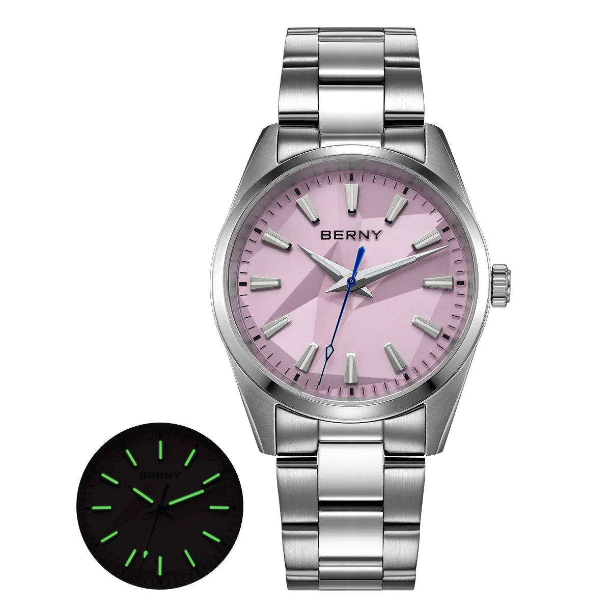 BERNY Quartz Women Watch Stereo Dial 39mm Watch 100m Waterproof 316L Stainless Steel Sapphire AR Coated Lens Watch For Ladies