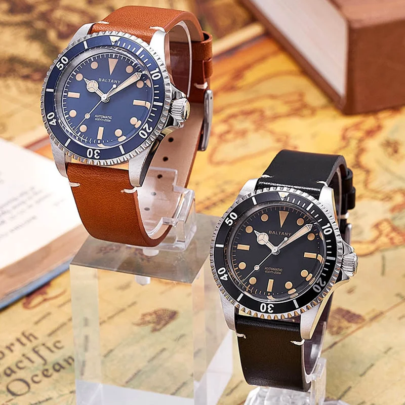 High-quality men's diver watches with stainless steel cases and leather and silicone straps. Perfect.