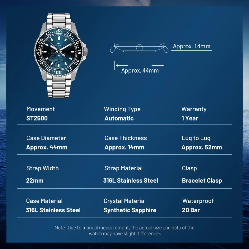 Seagull 44mm Diving Men Watches Automatic Mechanical Watch Sapphire Ocean Series 200M Waterproof Top Brand 816.32.1083 reloj