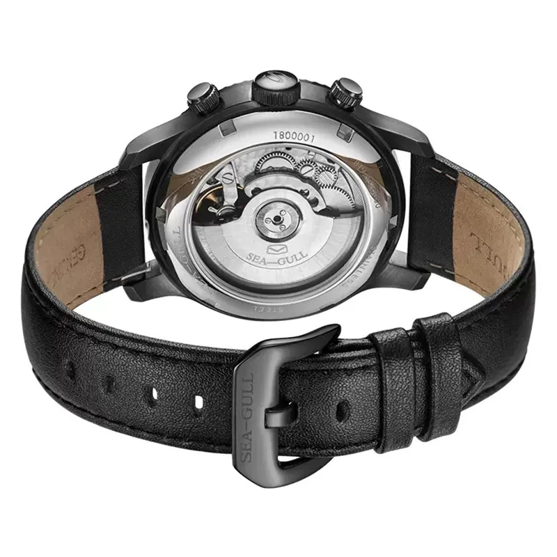 Seagull Men's Watch Fashion Multifunction Belt Sapphire Luminous Automatic Mechanical Watch Pilot Series Wristwatch 819.33.6080H
