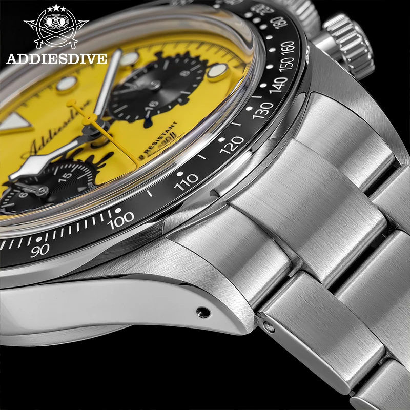 ADDIESDIVE VK64 Watches Men New Quartz Wristwatch Luxury Ceramic Bezel Chronograph BGW9 Luminous Diving 100m Waterproof AD2520