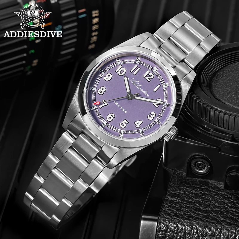 ADDIESDIVE Reloj Hombre Sapphire Glass Stainless 36mm Men Quartz Watches Waterproof 100m BGW9 Luminous Dress Watch New AD2521