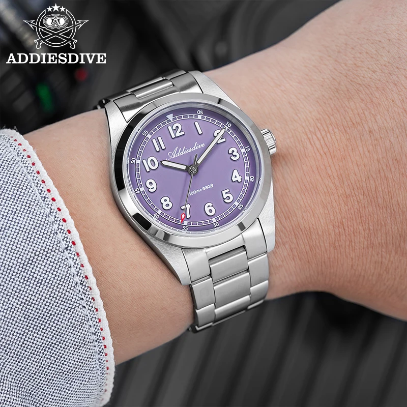 ADDIESDIVE Reloj Hombre Sapphire Glass Stainless 36mm Men Quartz Watches Waterproof 100m BGW9 Luminous Dress Watch New AD2521