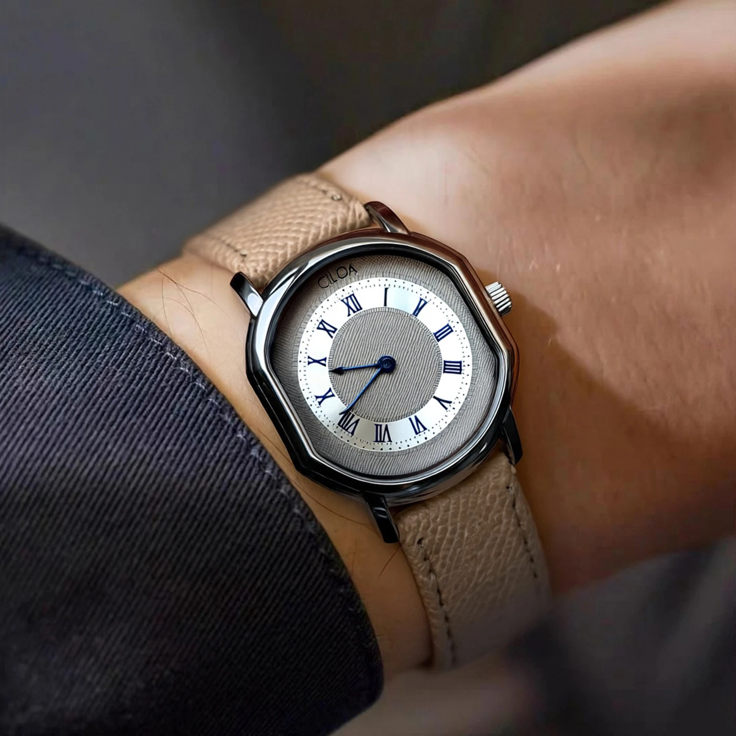 CILOA Retro Silver Men's Watch, Authentic Brand, 2025 New Style, Fashionable, Sporty, Waterproof, High-Quality Gift Quartz Watch