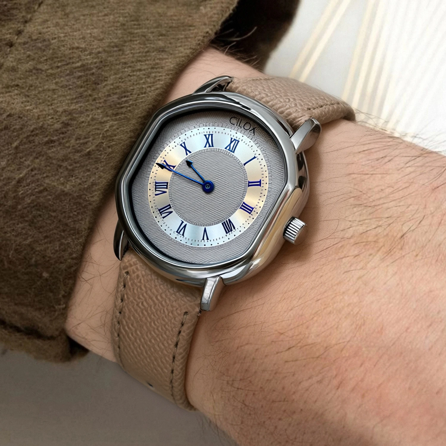 CILOA Retro Silver Men's Watch, Authentic Brand, 2025 New Style, Fashionable, Sporty, Waterproof, High-Quality Gift Quartz Watch