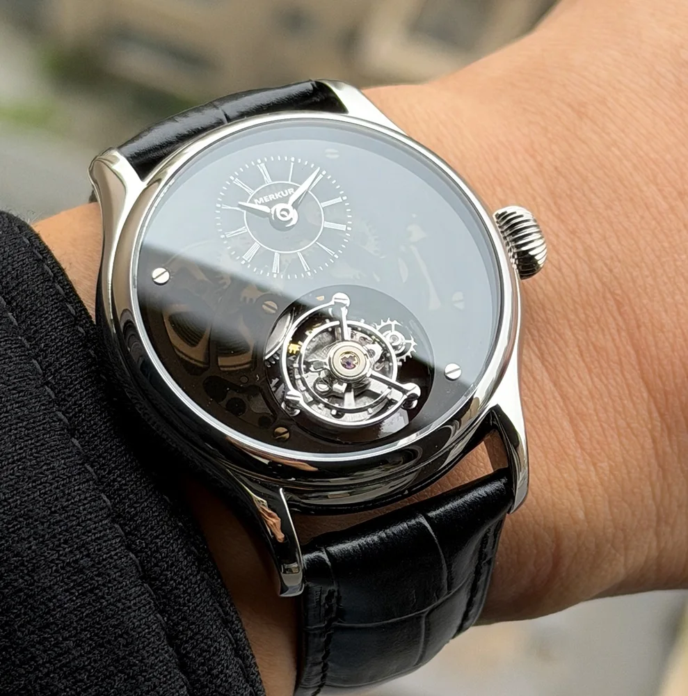 Merkur 100% Tourbillon Watch Transparency Skeleton Men's Sapphire Watch For Men Mechanical Wristwatches Relogio Masculino 42mm