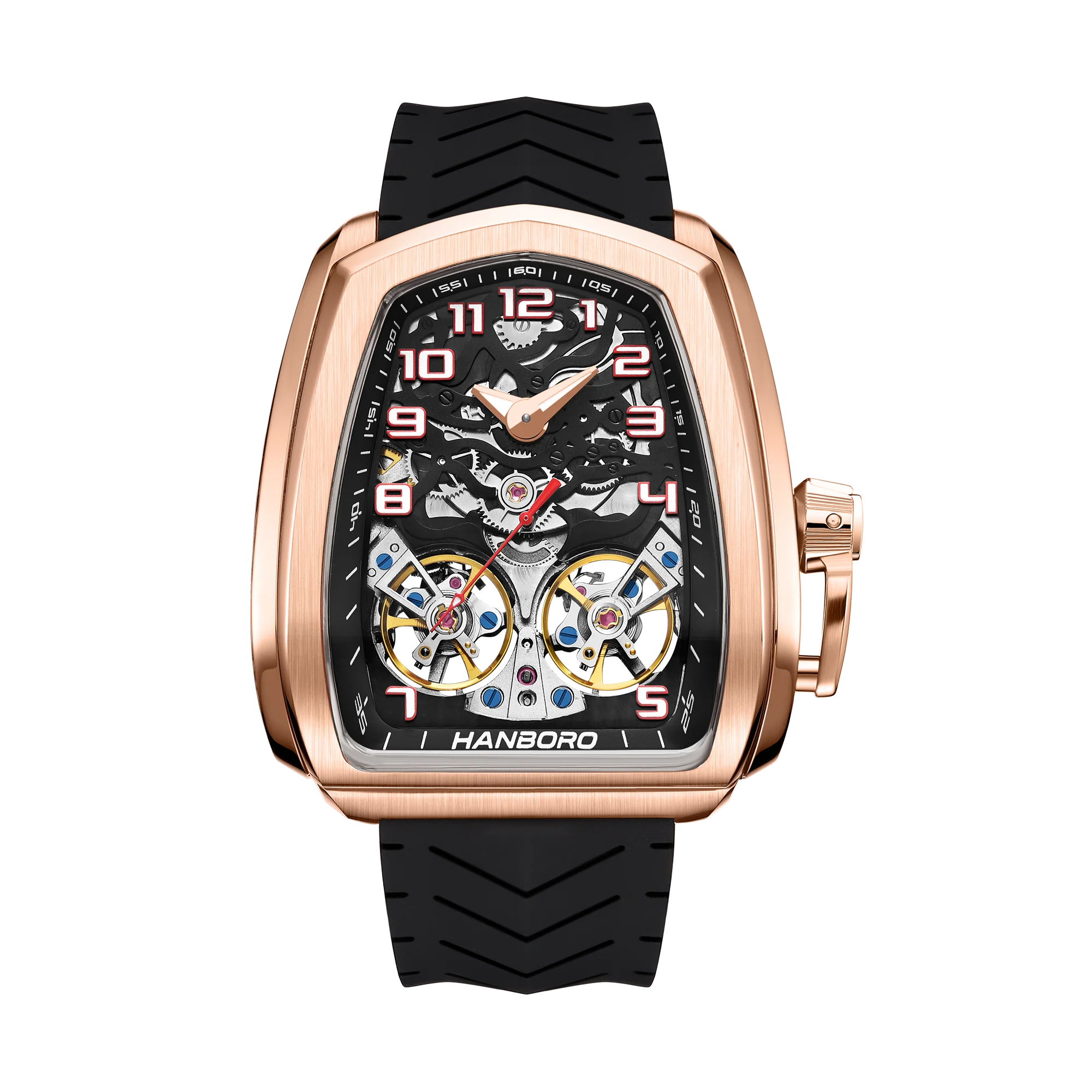 Hanboro Official Luxury Skeleton Automatic Mechanical Watch Men, 50M Waterproof Luminous Business Male Clock Reloj Hombre 985