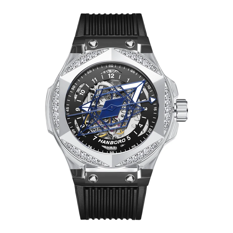HANBORO Tattoo Watch Men's and Women's Mechanical Watch Fully Automatic Transparent Hollow Watch