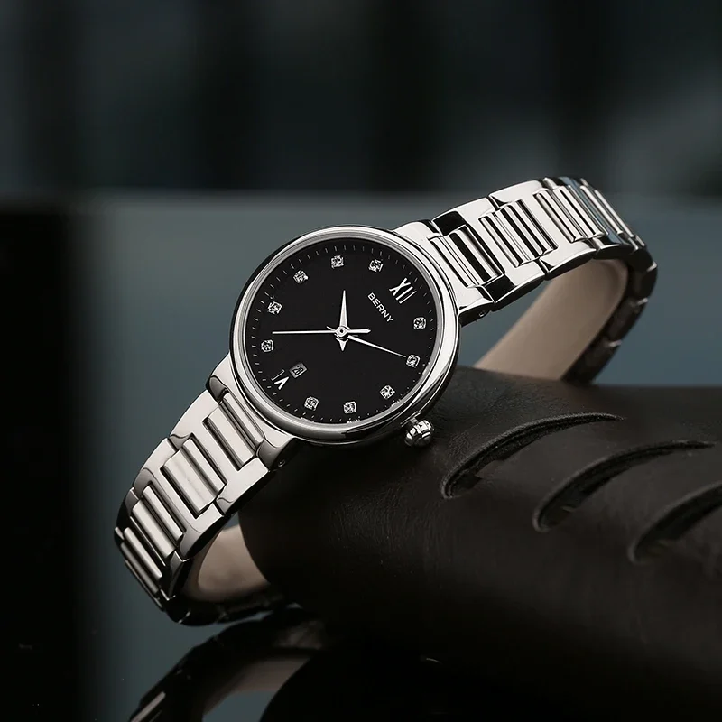 BERNY Watch For Women Japan Quartz Movement Ladies Fashion Diamond Wristwatch Sapphire Glass Calendar Feminino Reloj Waterpoof