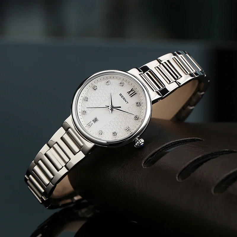 BERNY Watch For Women Japan Quartz Movement Ladies Fashion Diamond Wristwatch Sapphire Glass Calendar Feminino Reloj Waterpoof
