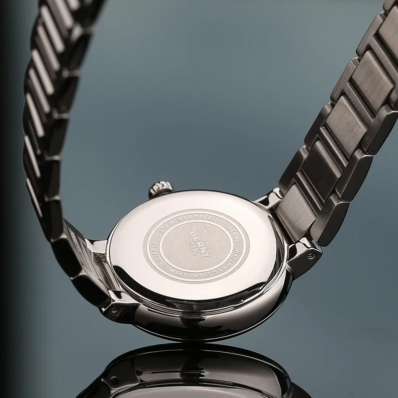 BERNY Watch For Women Japan Quartz Movement Ladies Fashion Diamond Wristwatch Sapphire Glass Calendar Feminino Reloj Waterpoof