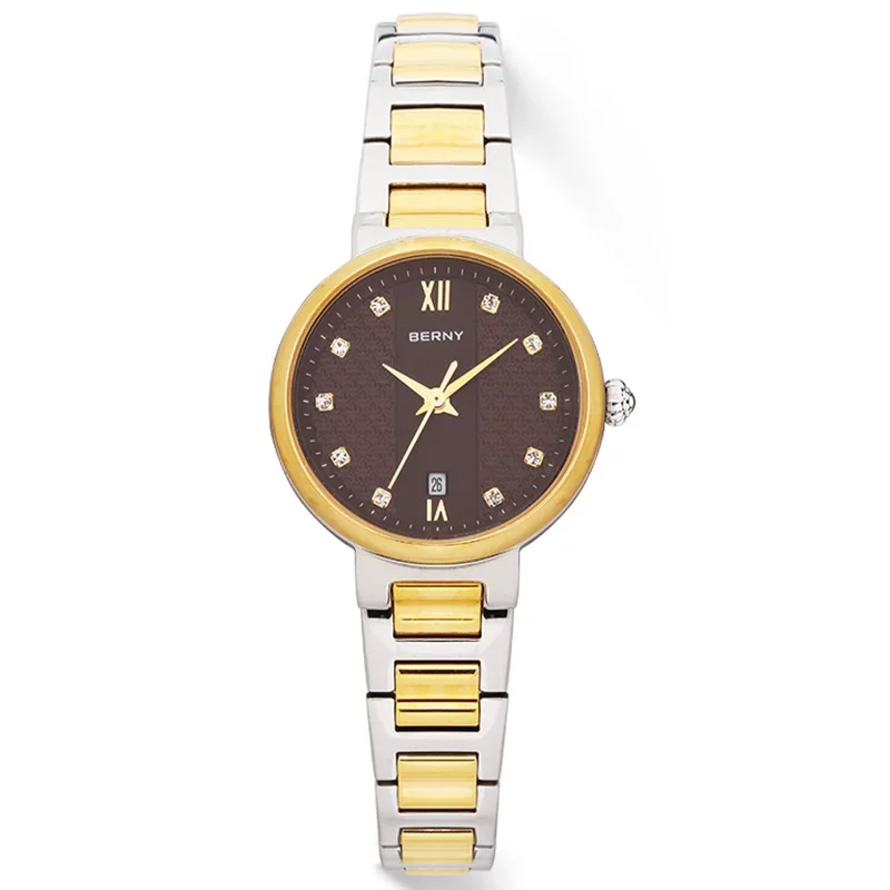 BERNY Watch For Women Japan Quartz Movement Ladies Fashion Diamond Wristwatch Sapphire Glass Calendar Feminino Reloj Waterpoof