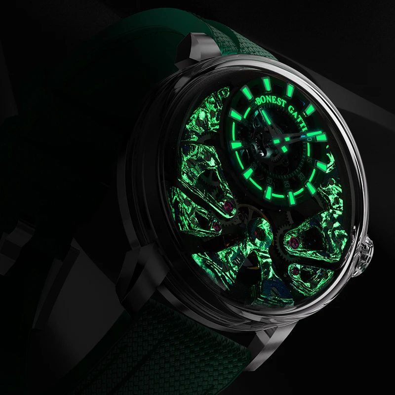 BONEST GATTI Men Automatic Mechanical Watch Sapphire Glass 316 Stainless Steel Skeleton German Brand watches waterproof